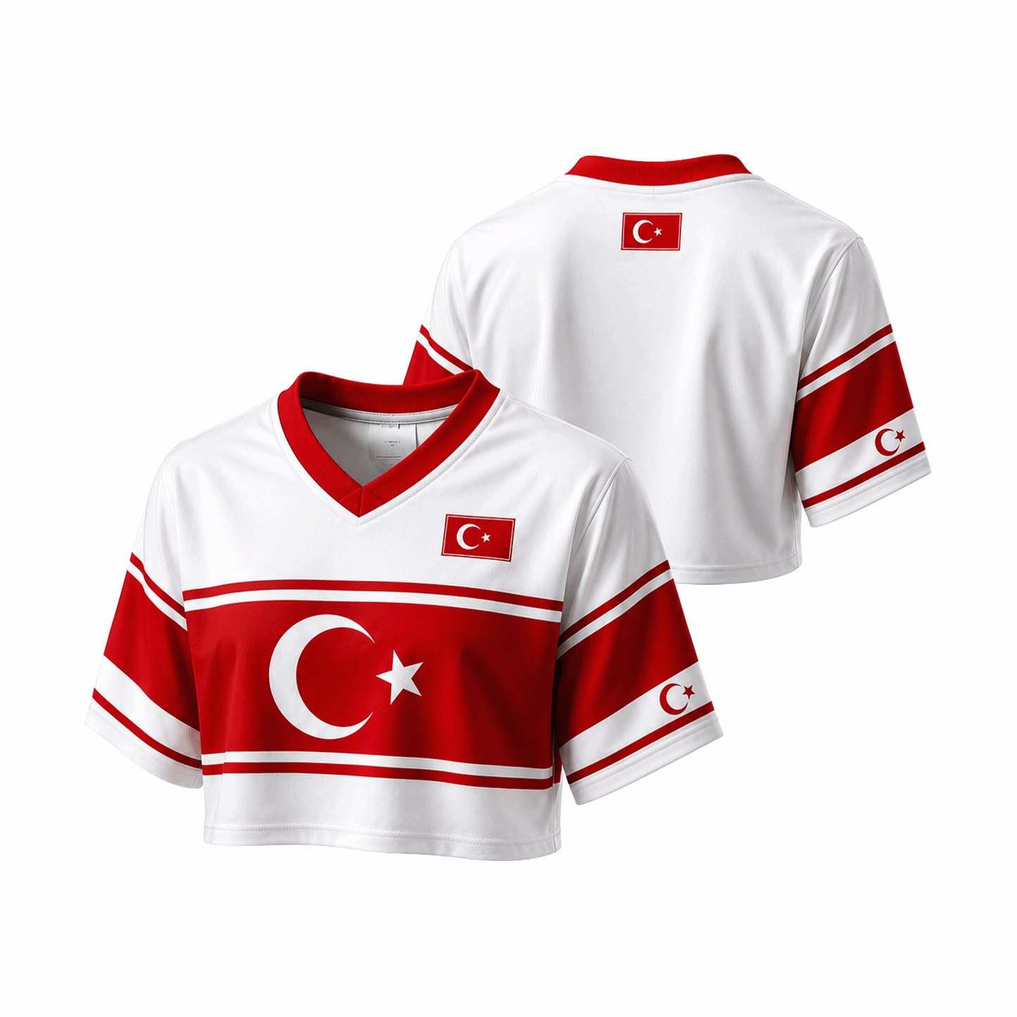 Women's Crop Top Soccer Jersey , Turkiye Soccer Jersey, FIFA World Cup Soccer Jersey Black